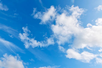 Low angle view of clouds in blue sky