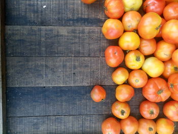 Directly above shot of tomatoes for sale at market stall