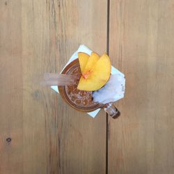 High angle view of ice cream on table