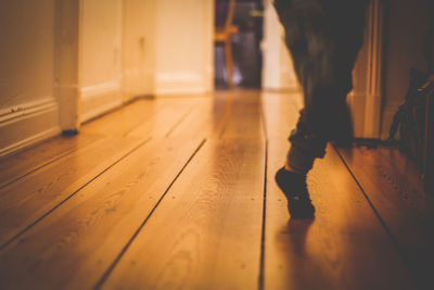 Child in the hallway playing football