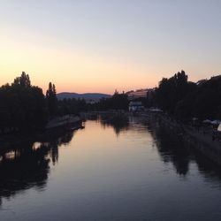 Scenic view of calm lake at sunset