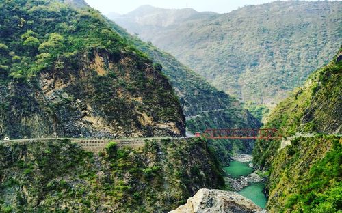 Bridge over river in valley