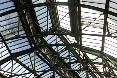 Low angle view of skylight in building