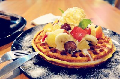 Tart with fruits on plate