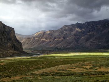 Scenic view of mountains against sky