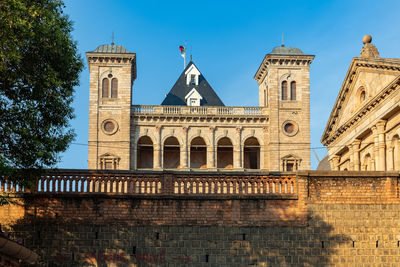 Low angle view of historic building against sky