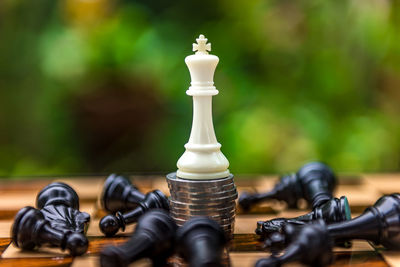 Close-up of chess against blurred background