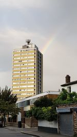 Low angle view of modern building against sky