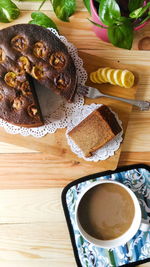 High angle view of food on table