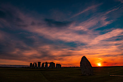 Scenic view of sunset over land