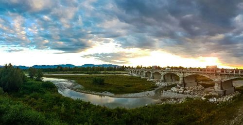 High angle view of bridge over river