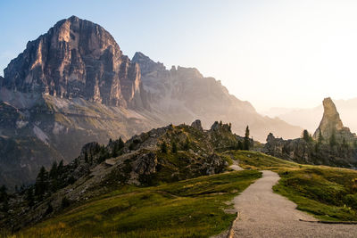 Scenic view of mountains against clear sky