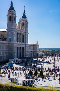 High angle view of buildings in city