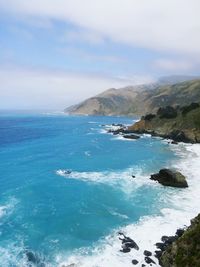 High angle view of calm blue sea