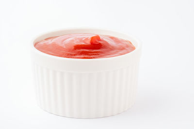 Close-up of dessert on white background