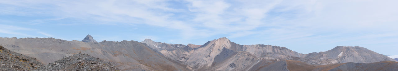 Panoramic view of mountains against sky