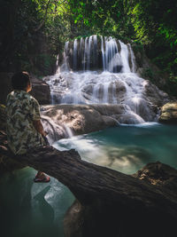 Scenic view of waterfall