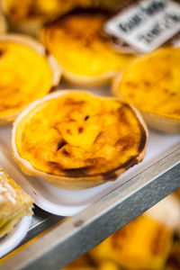 High angle view of dessert in container on table