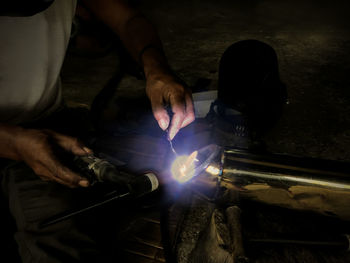 Close-up of man working in factory