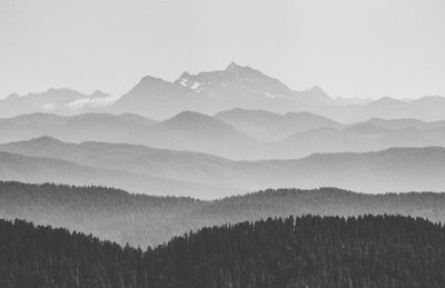 Scenic view of mountains against cloudy sky