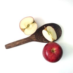 High angle view of apples on apple against white background