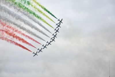 Low angle view of airplane against sky