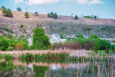 Scenic view of lake against sky