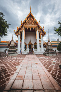 Low angle view of temple against sky