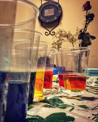 Close-up of paintbrushes on table