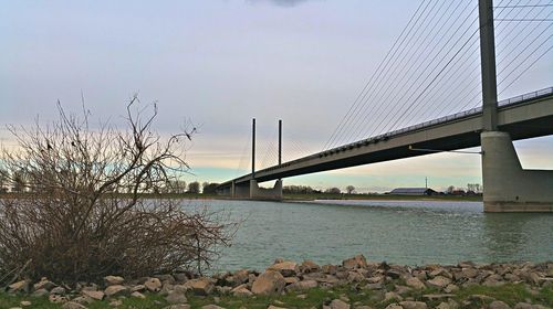 Suspension bridge over river