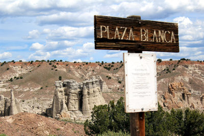 Plaza blanca sign, abiquiu, new mexico