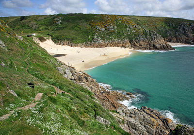 High angle view of beach against sky