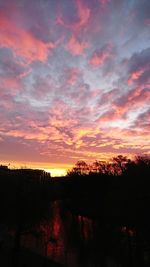 Scenic view of silhouette landscape against sky at sunset
