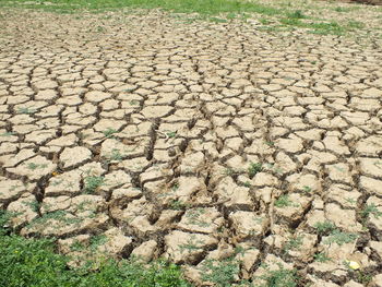 High angle view of cracked land