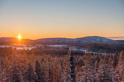 Scenic view of landscape against sky during sunset