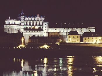 Illuminated buildings at night