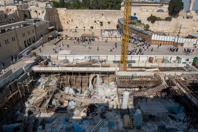 People visiting and praying at the western wall, or wailing wall. jerusalem, israel