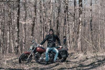 Portrait of man riding motorcycle