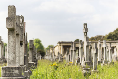 Cemetery against sky