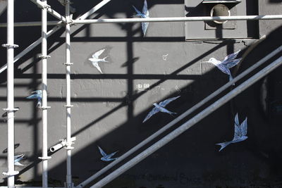 High angle view of people on railing