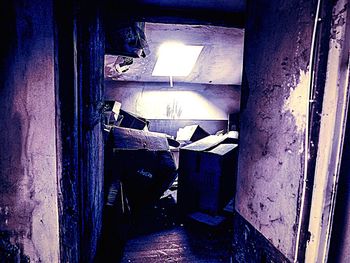 Exterior of old building at night