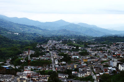 High angle view of townscape against sky