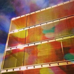 Low angle view of illuminated building