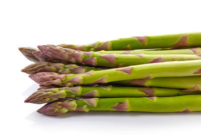 Close-up of chopped leaf against white background