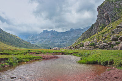 Water in a small lake in the valley. pyrenees of huesca