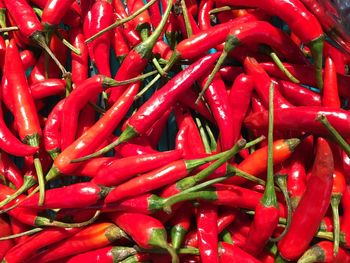 Full frame shot of red chili peppers for sale