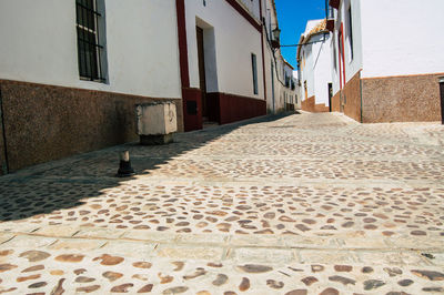 Footpath amidst buildings in town