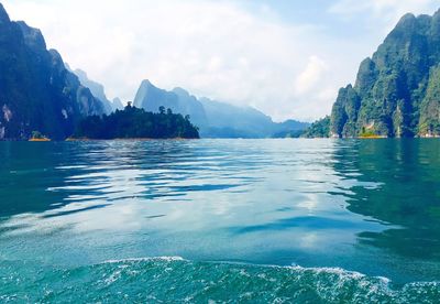 Panoramic view of sea against cloudy sky