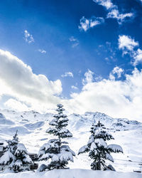 Scenic view of snowcapped mountain against sky