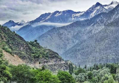 Scenic view of mountains against sky